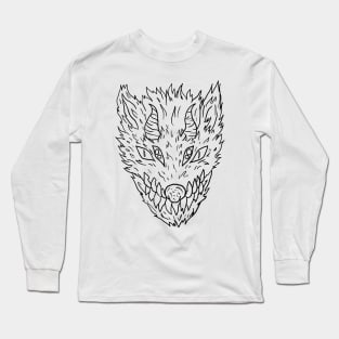 Scary Beast Monster Horror Black Lineart T-Shirt Long Sleeve T-Shirt